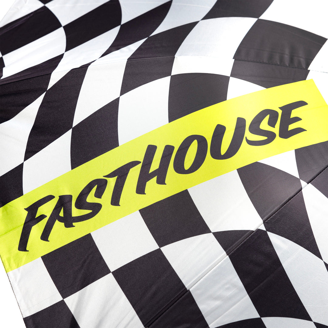 Fasthouse Trip Umbrella Black/White - Close-Up of Brand Logo on Top