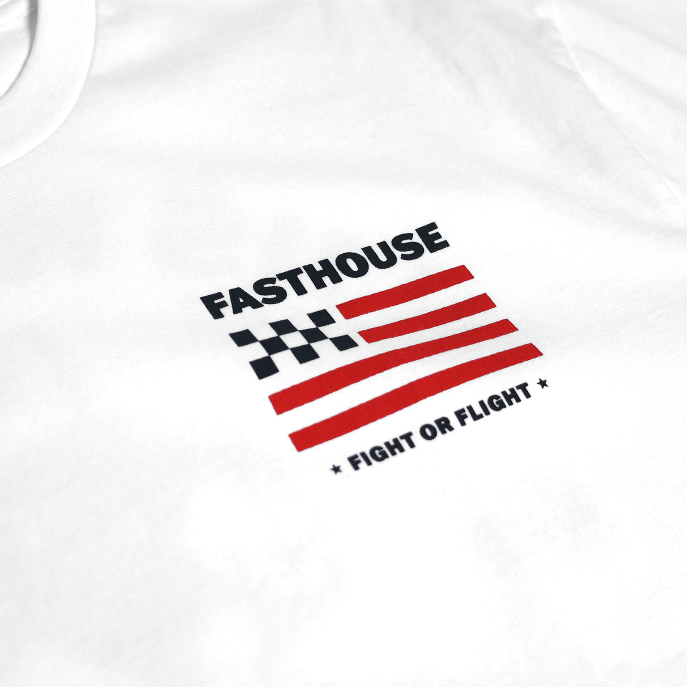 Fasthouse Unite SS Tee White - Close-Up of Graphic on Front