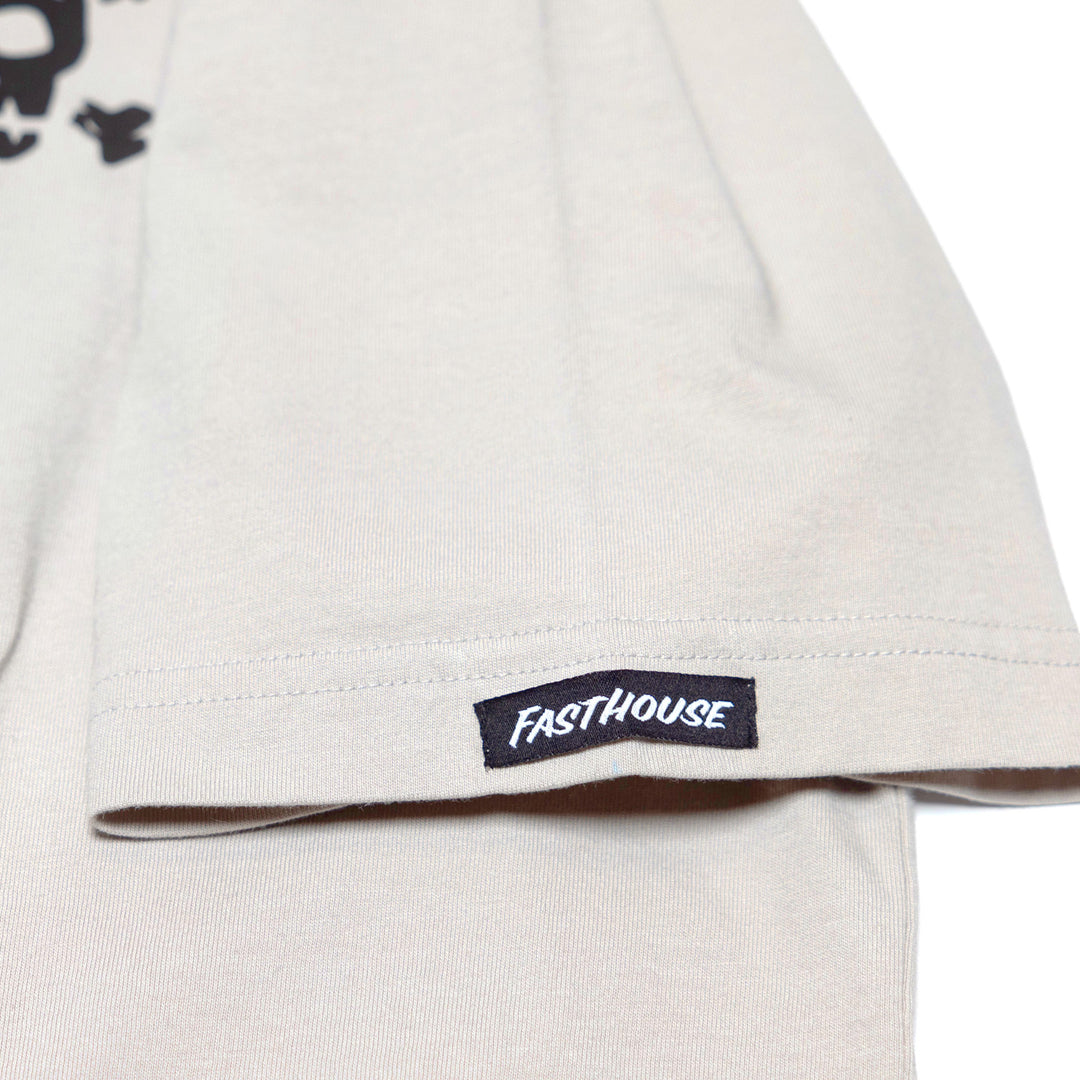 Fasthouse Utopia SS Tee Light Gray - Close-Up of Brand Tag on Sleeve