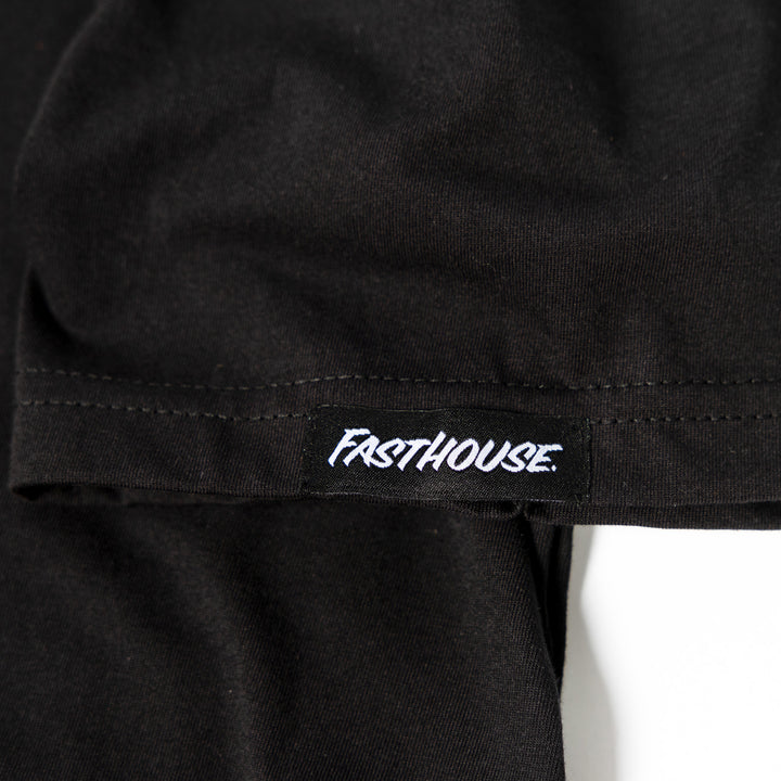 Fasthouse Virtue SS Tee Black - Close-Up of Logo Tag on Sleeve