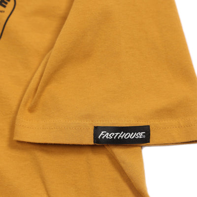 Fasthouse Wedged Tee Vintage Gold - Close-Up of Tag Sewn into Sleeve Hem