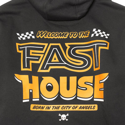 Fasthouse Weekend Hooded Pullover Black - Close-Up of Graphic on Back