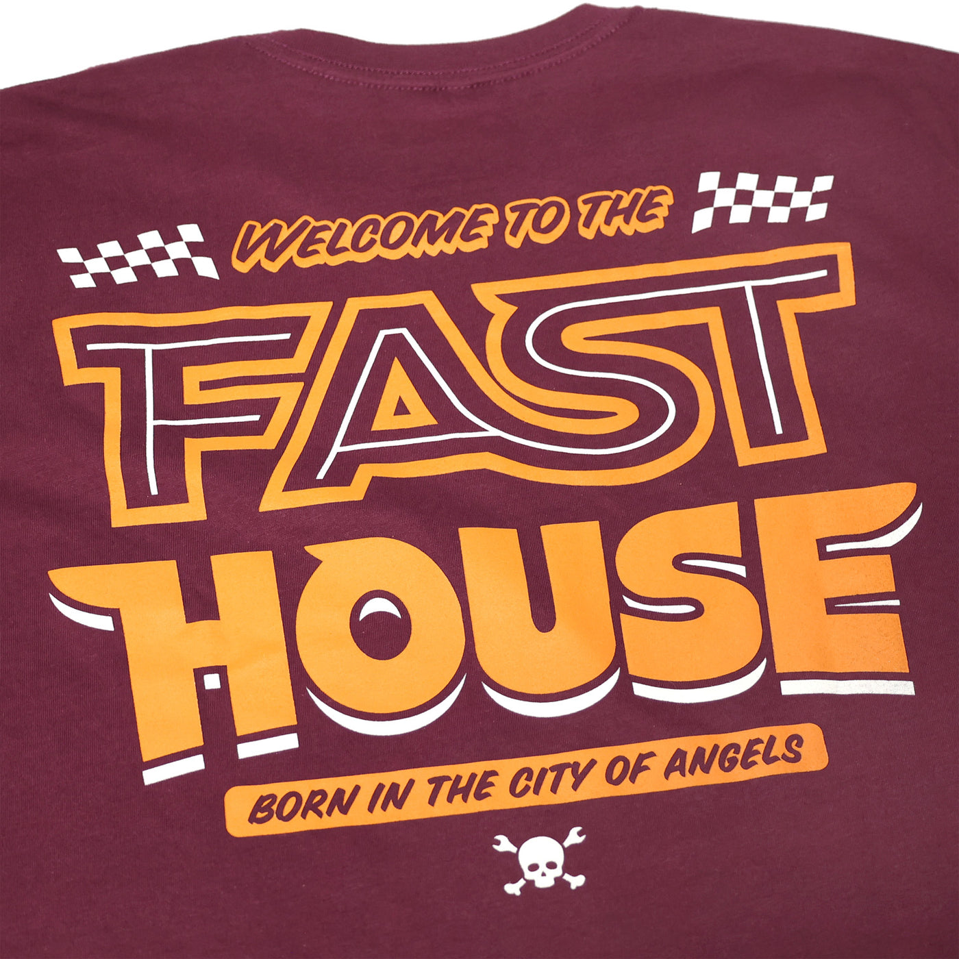 Fasthouse Weekend SS Tee Maroon - Close-Up of Graphic on Back