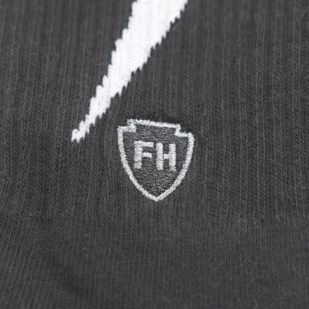 Fasthouse Wired Socks Black - Close-Up of Stitched Logo