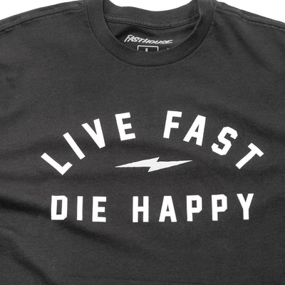 Fasthouse Wired SS Tee Black - Close-Up of Graphic on Front
