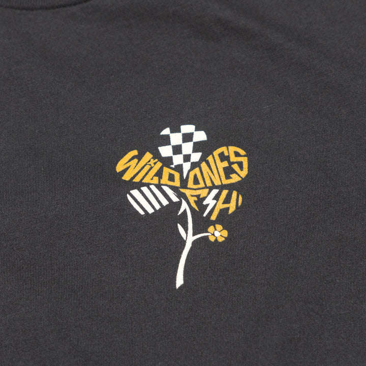 Fasthouse Women's Garden Party SS Tee Black - Close-Up of Graphic on Front