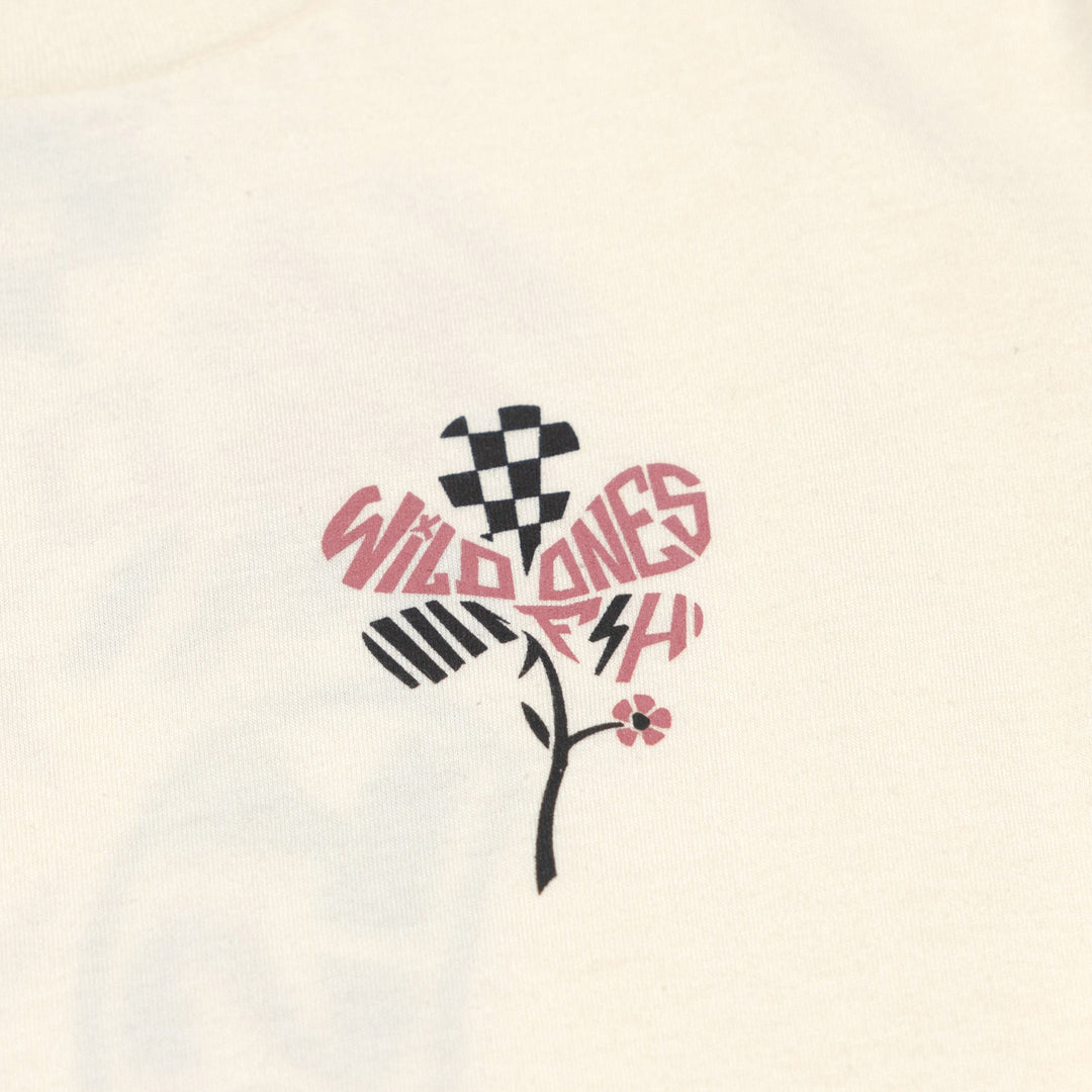 Fasthouse Women's Garden Party SS Tee Natural - Close-Up of Graphic on Front