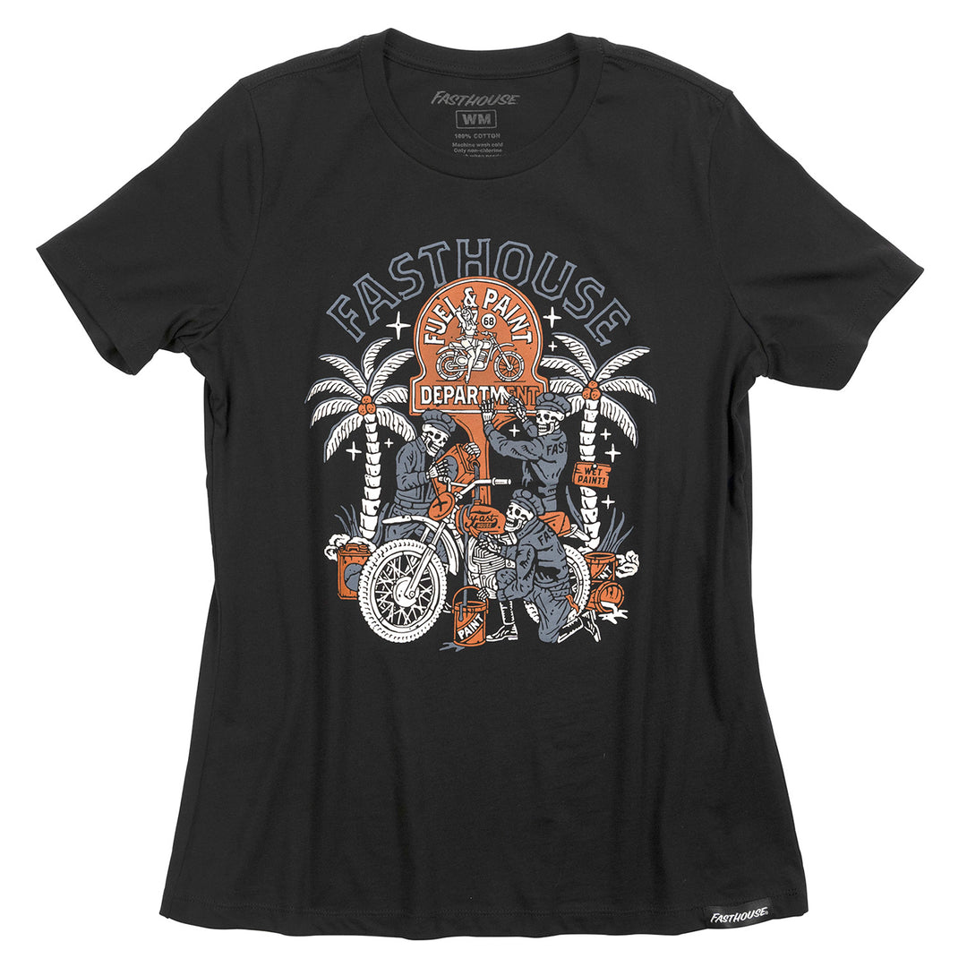 Fasthouse Women's Macabre Tee Black Mineral Wash - Front View