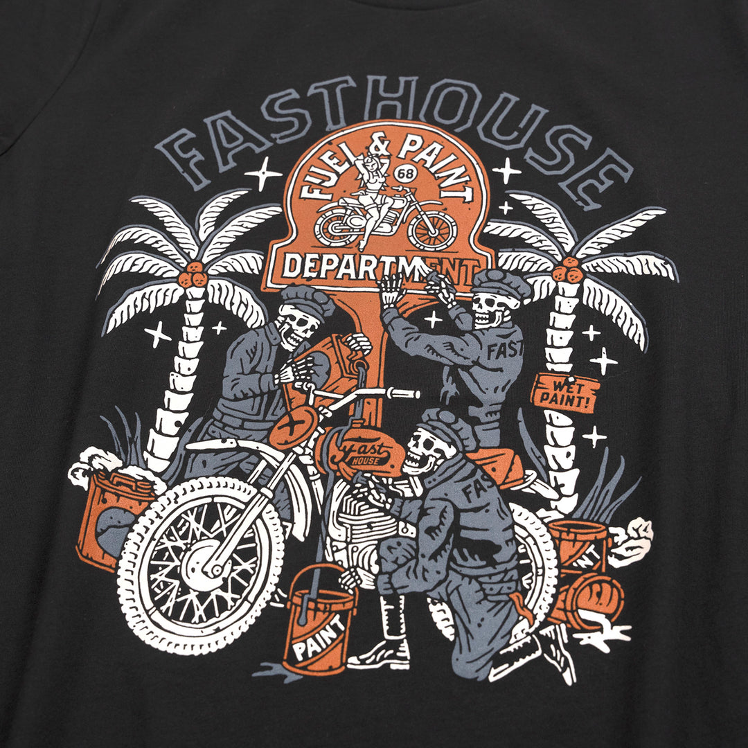Fasthouse Women's Macabre Tee Black Mineral Wash - Close-Up of Graphic on Front