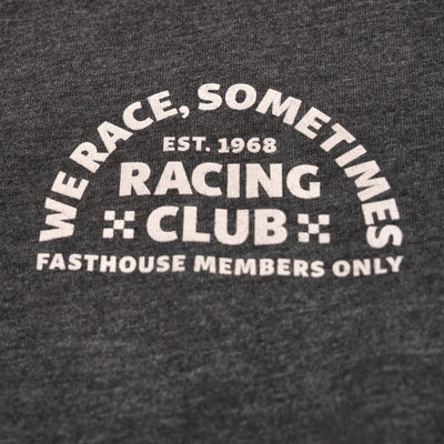 Fasthouse Women's Members Only Long Sleeve Tee Dark Heather - Close-Up of Graphic on Front