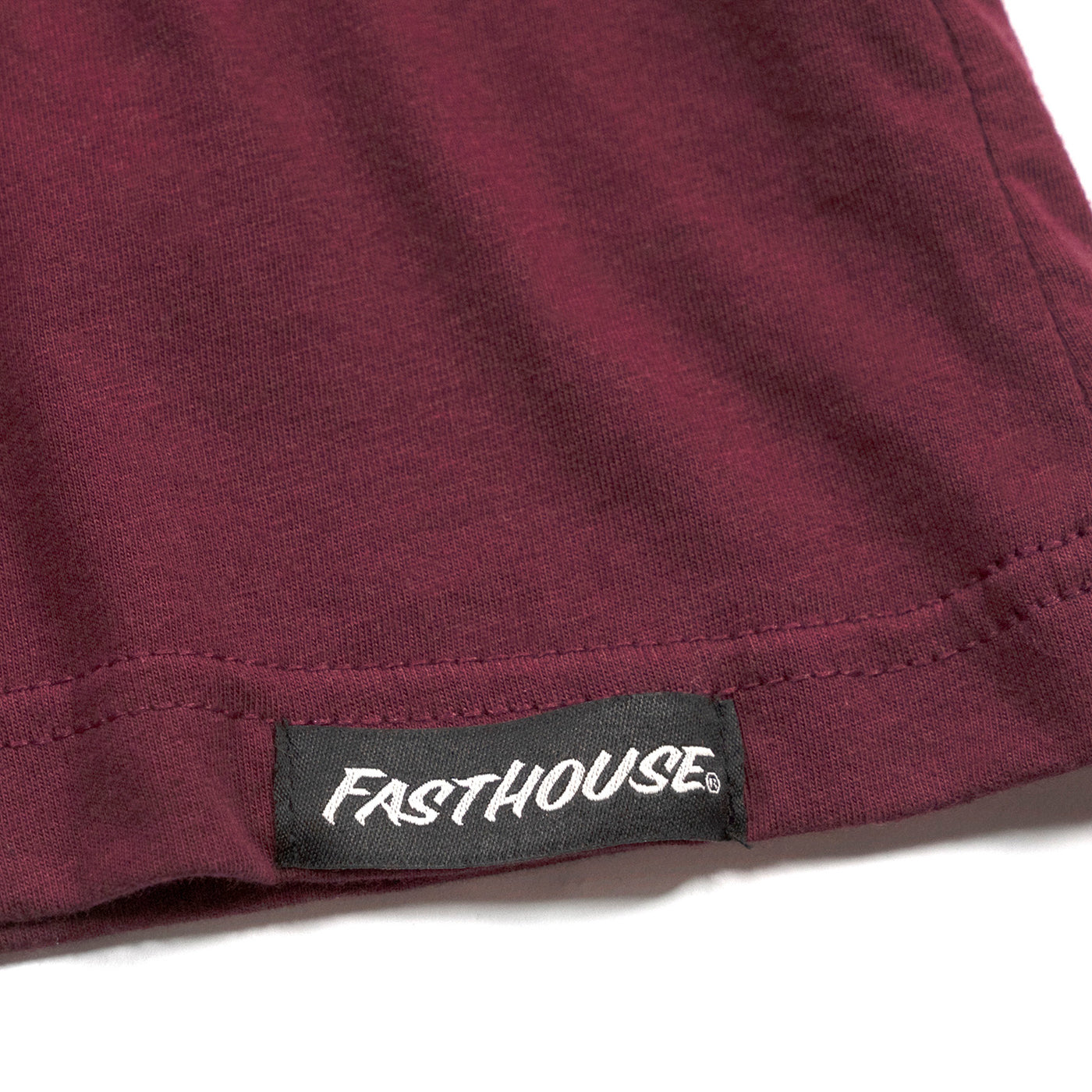 Fasthouse Women's Revival Long Sleeve Tee Maroon - Close-Up of Tag Sewn into Hem