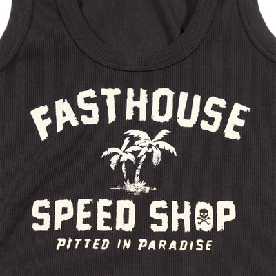 Fasthouse Women's Alkyd Tank Black - Close-Up of Graphic on Front