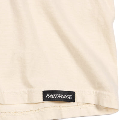 Fasthouse Women's Axiom Crop Tee Natural - Close-Up of Tag Sewn into Hem