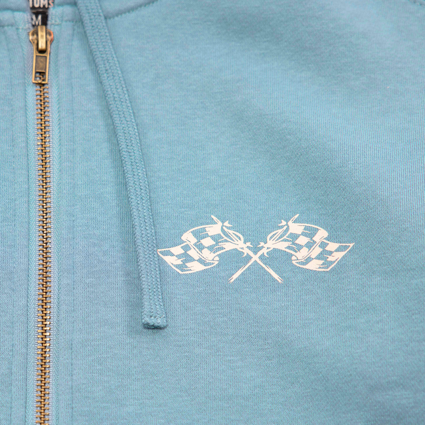 Fasthouse Women's Crown Hooded Zip-Up Denim - Close-Up of Graphic on Front