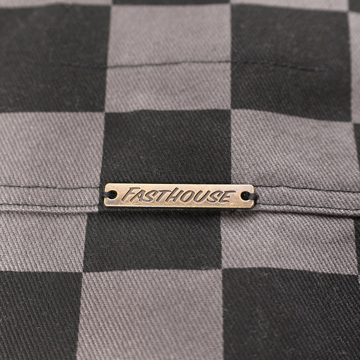 Fasthouse Women's Daisy Jacket Black/Gray - Close-Up of Logo Plate Sewn on Back