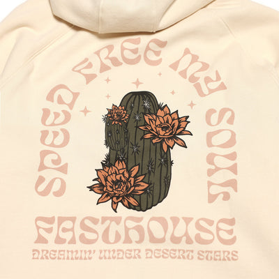 Fasthouse Women's Desert Stars Hooded Zip-Up Chalk - Close-Up of Graphic on Back