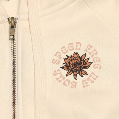 Fasthouse Women's Desert Stars Hooded Zip-Up Chalk - Close-Up of Graphic on Front