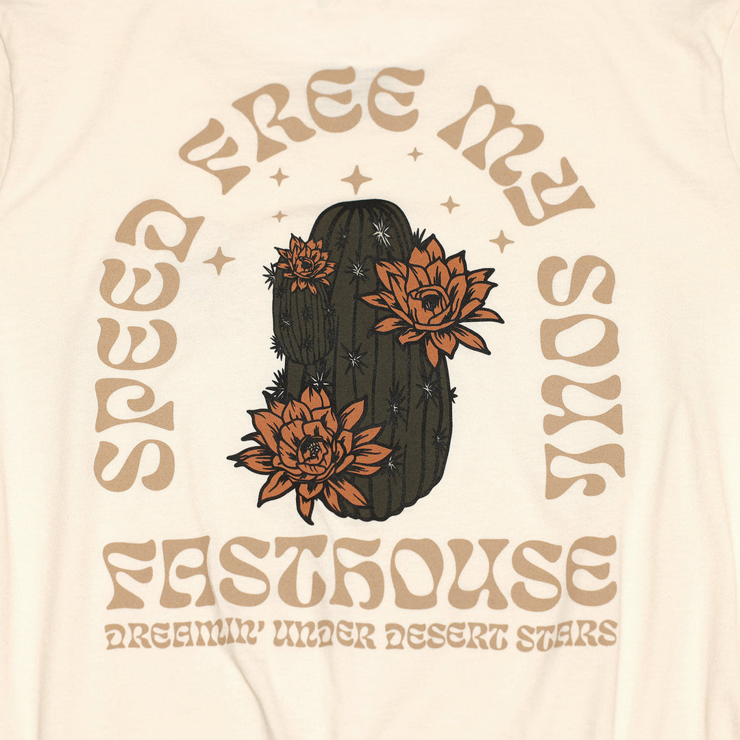 Fasthouse Women's Desert Stars Tee Chalk - Close-Up of Graphic on Back