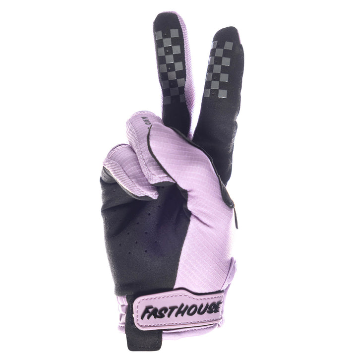 Fasthouse Women's Elrod Nitro Gloves Smokey Lilac - Palm View of Peace Sign