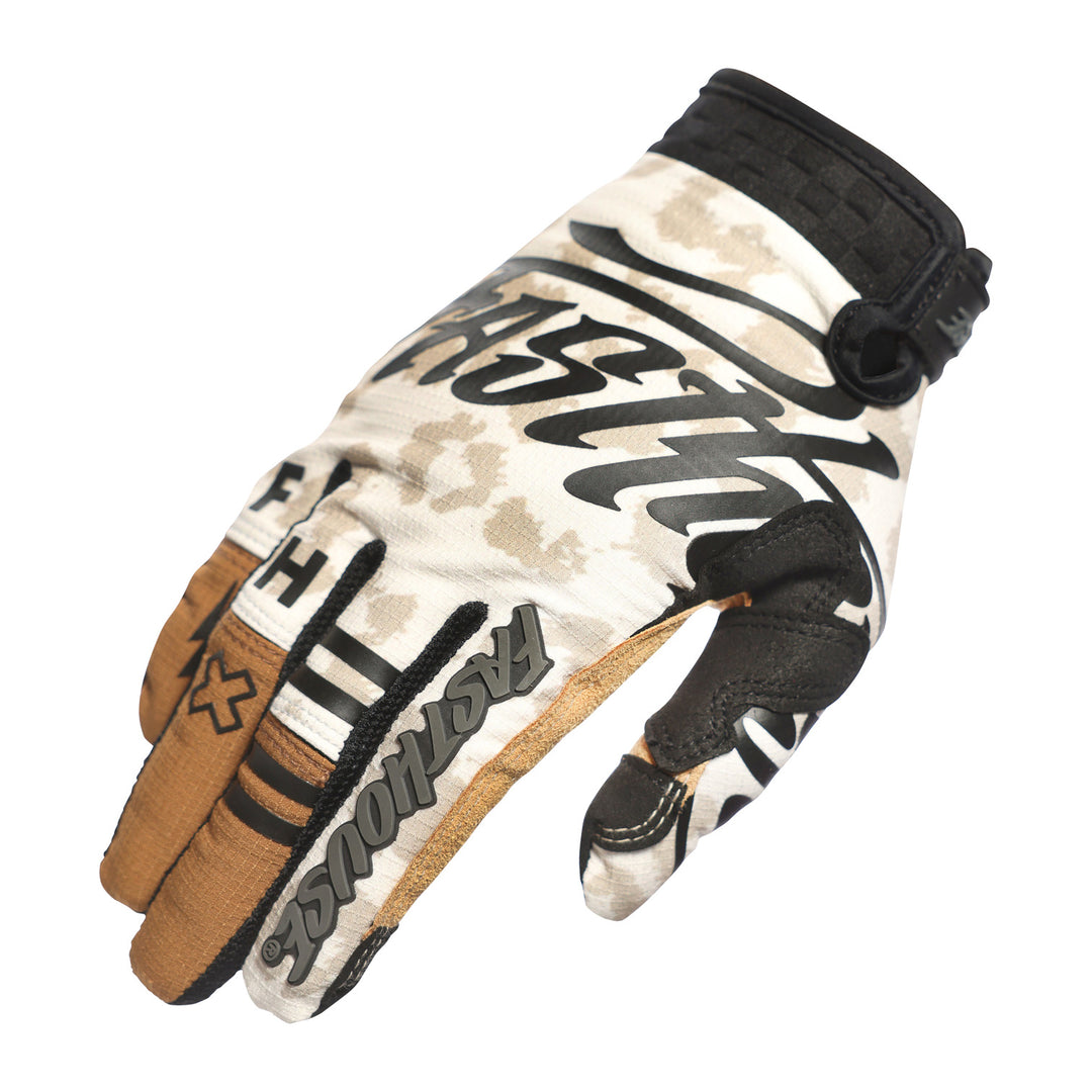 Fasthouse Women's Elrod Stay Golden Gloves Chalk/Camel - Back of Right Hand View