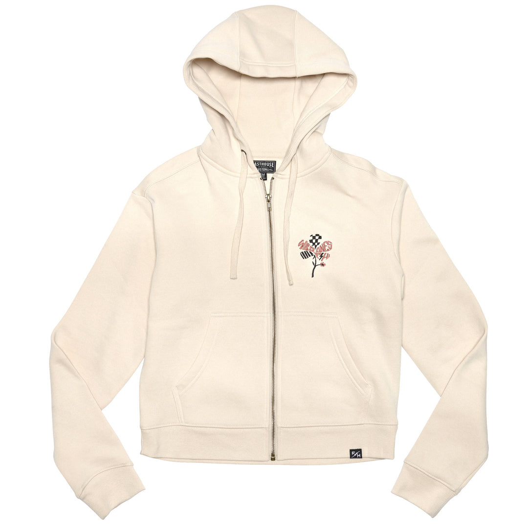 Fasthouse Women's Garden Party Hooded Zip-Up Chalk - Front View