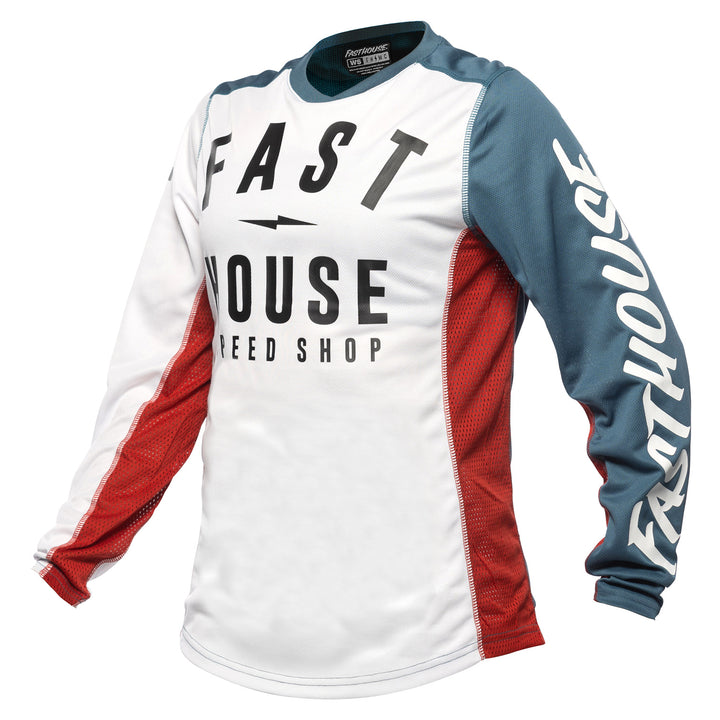 Fasthouse Women's Grindhouse Anthem Jersey White/Teal - Front View