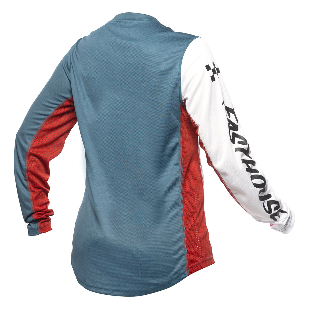 Fasthouse Women's Grindhouse Anthem Jersey White/Teal - Rear View