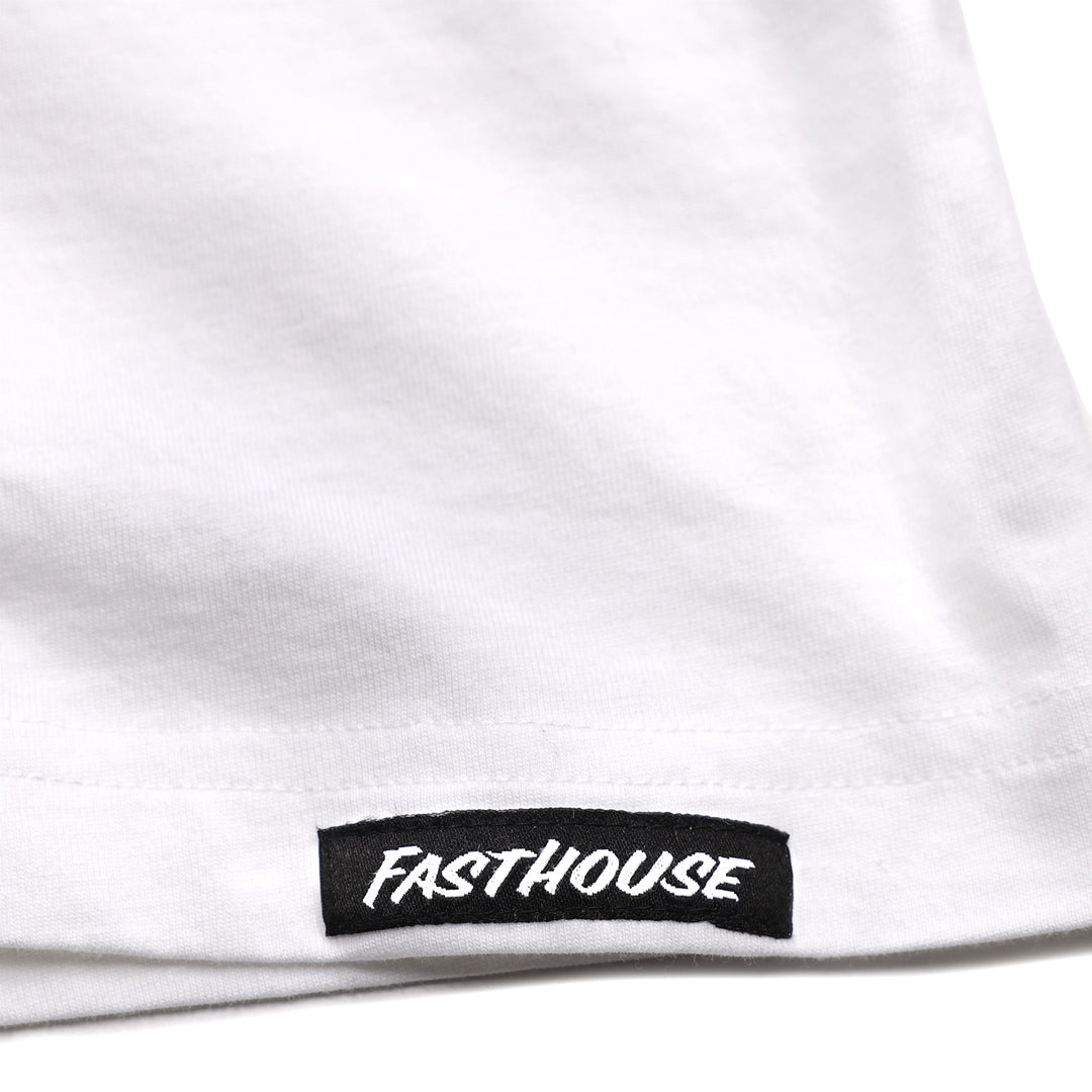 Fasthouse Women's Keepsake Tee White - Close-Up of Tag Sewn into Hem