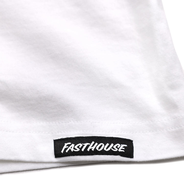 Fasthouse Women's Keepsake Tee White - Close-Up of Tag Sewn into Hem
