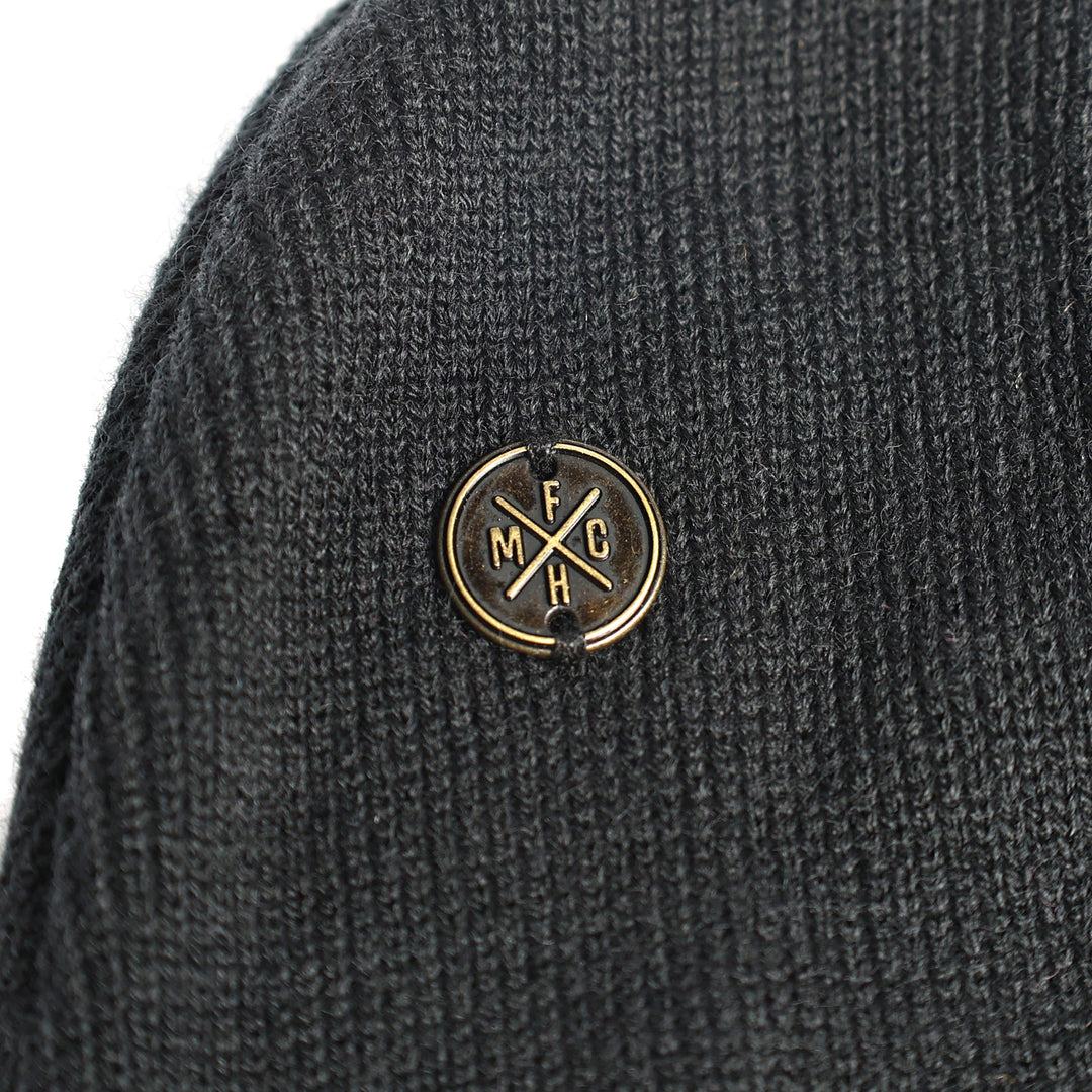 Fasthouse Women's Lucky Beanie - Close-up of Metallic Logo on Front