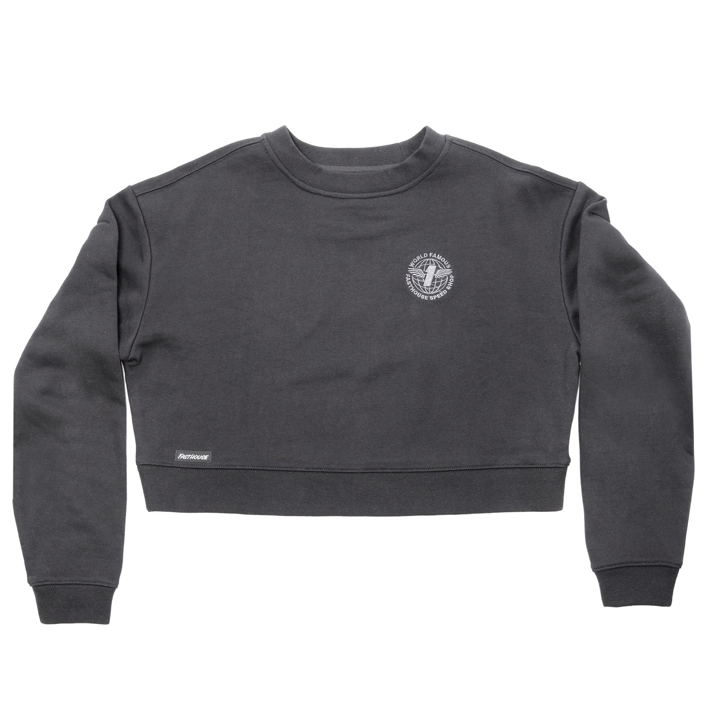 Fasthouse Women's Renown Crew Neck Crop Pullover Black - Front View
