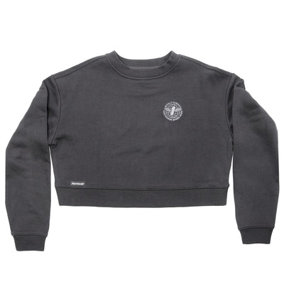 Fasthouse Women's Renown Crew Neck Crop Pullover Black - Front View