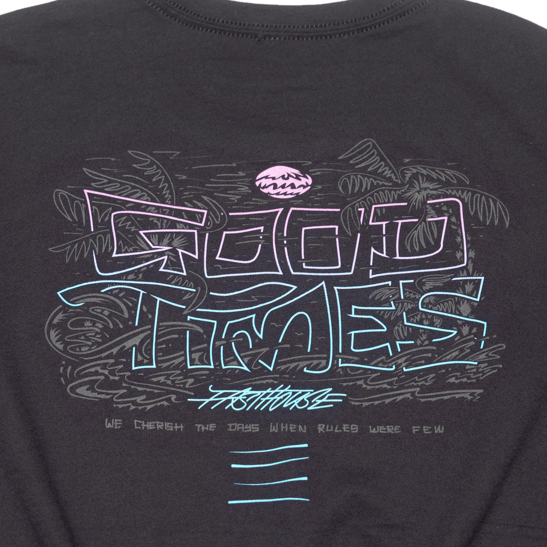 Fasthouse Women's Shadow Palms SS Tee Black - Close-Up of Graphic on Rear