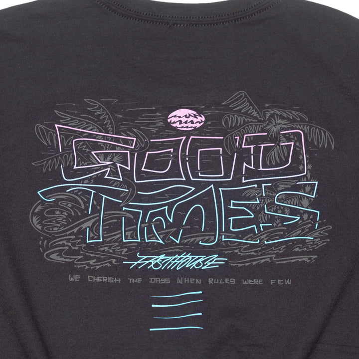 Fasthouse Women's Shadow Palms SS Tee Black - Close-Up of Graphic on Rear