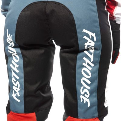 Fasthouse Women's Speed Style Anthem Pant White/Teal - Close-Up of Rear Thigh Graphics