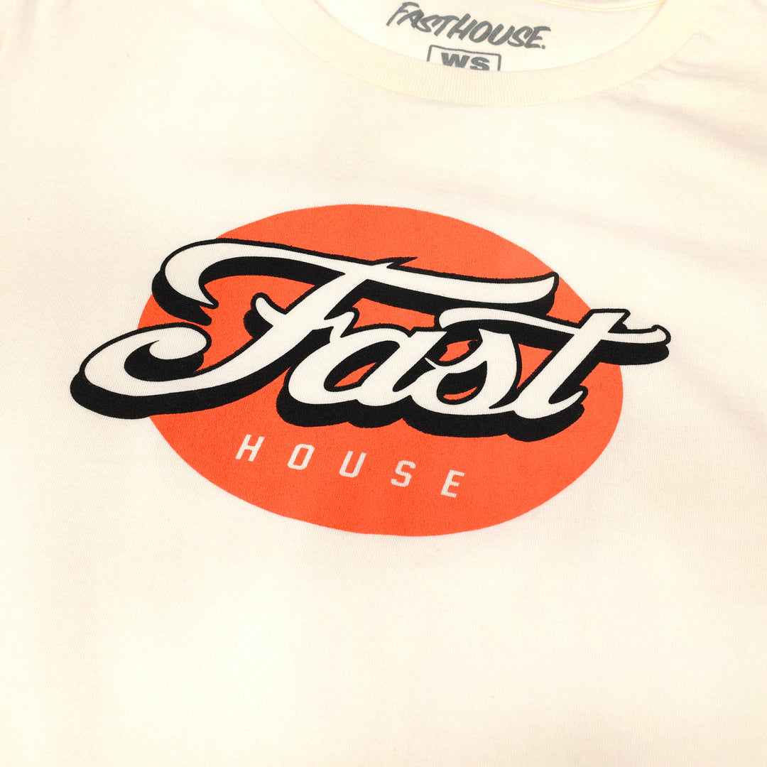 Fasthouse Women's Tasker SS Tee Natural - Close-Up of Graphic on Front