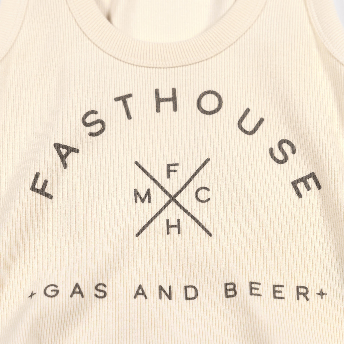 Fasthouse Women's Theory Tank Natural - Close-Up of Graphic on Front