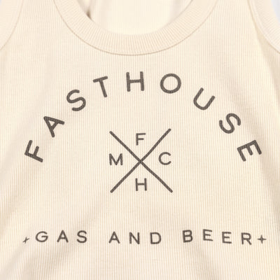 Fasthouse Women's Theory Tank Natural - Close-Up of Graphic on Front