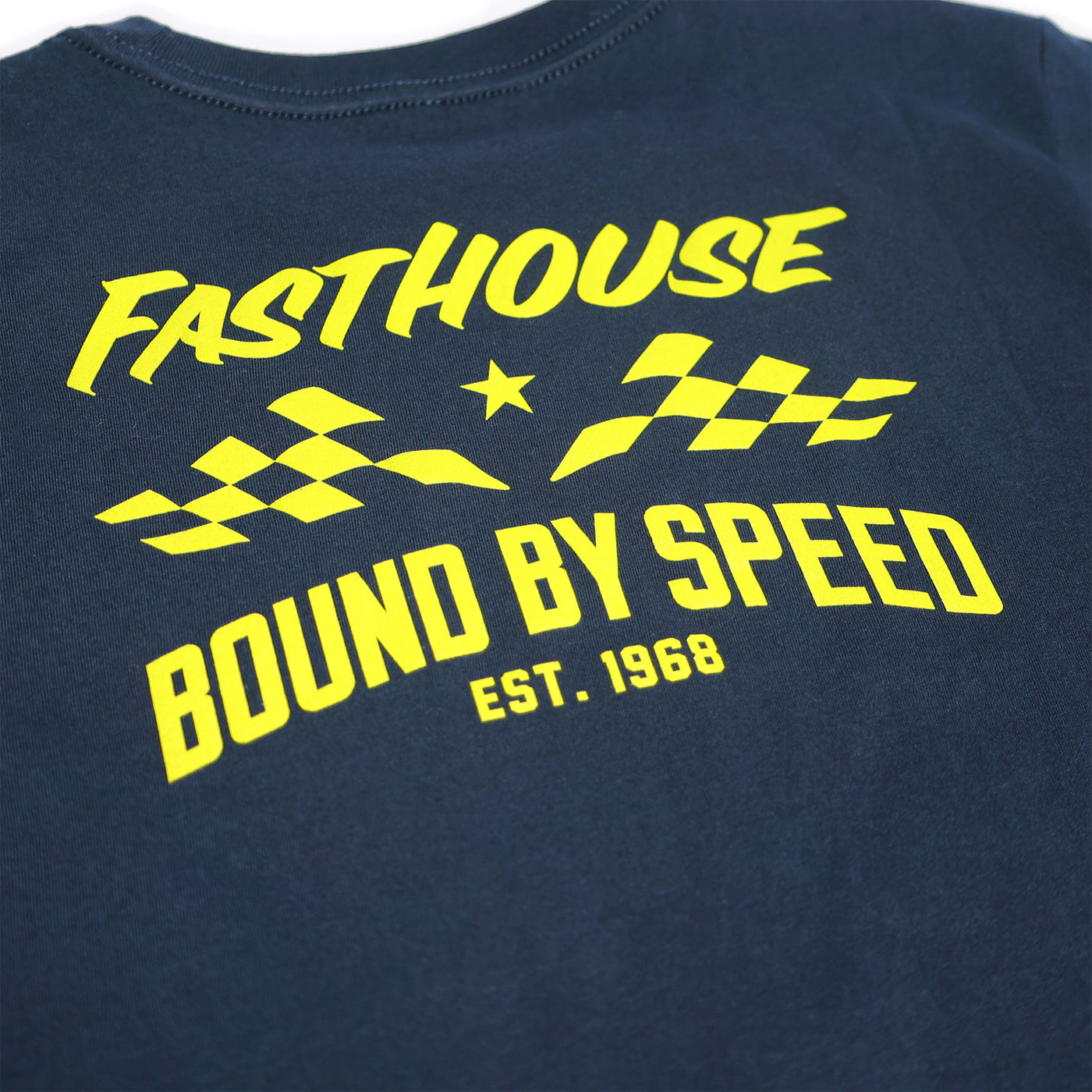 Fasthouse Youth Bound SS Tee Midnight Navy - Close-Up of Graphic on Back