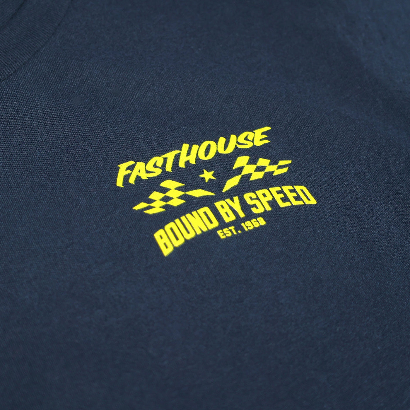 Fasthouse Youth Bound SS Tee Midnight Navy - Close-Up of Graphic on Front