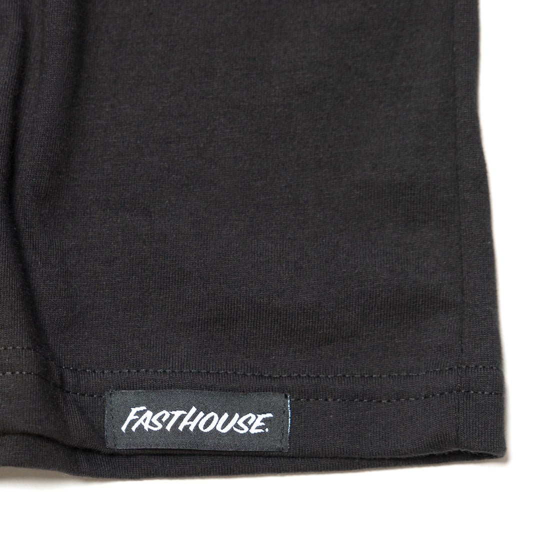 Fasthouse Youth Burner LS Tee Black - Close-Up of Brand Tag on Hem