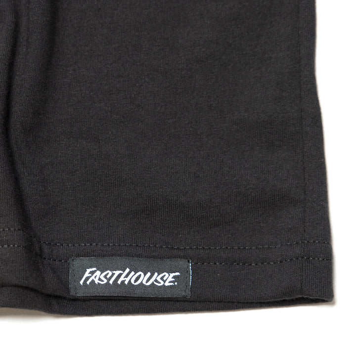 Fasthouse Youth Burner LS Tee Black - Close-Up of Brand Tag on Hem