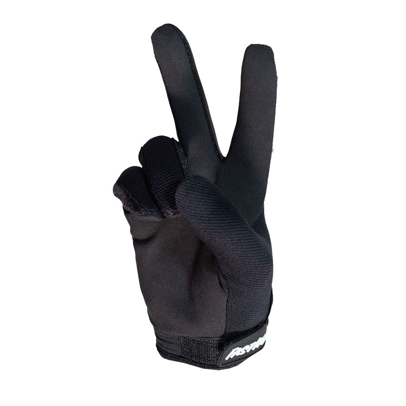 Fasthouse Youth Carbon Glove Black - Palm View of Peace Sign