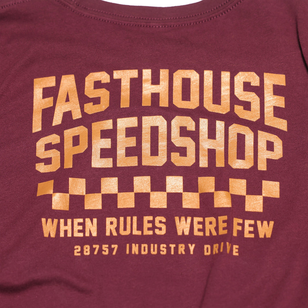 Fasthouse Youth Chalet Tee Maroon - Close-Up of Graphic on Back