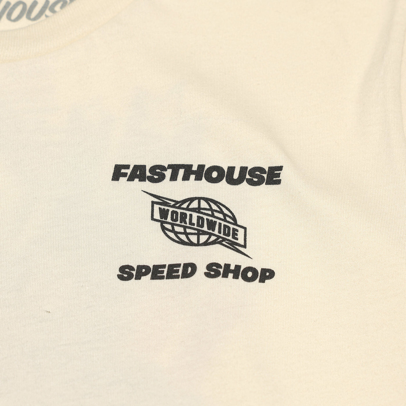 Fasthouse Youth Champion Tee Natural - Close-Up of Graphic on Front