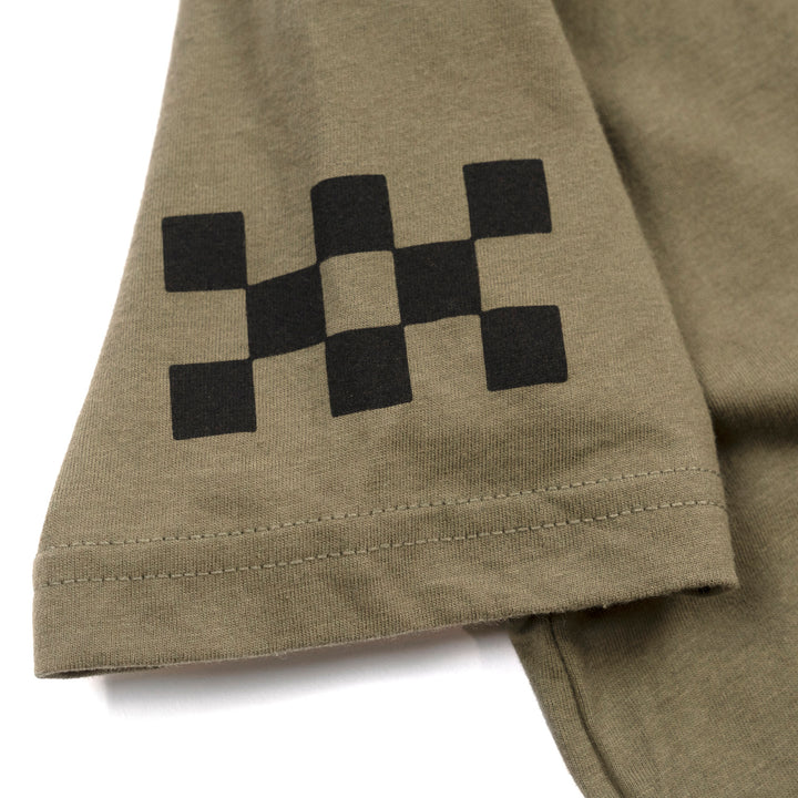 Fasthouse Youth Coalition Tee Military Green - Close-up of Graphic on Sleeve