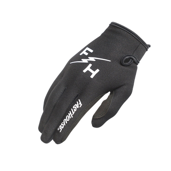 Fasthouse Youth Carbon Eternal Gloves Black - Back of Right Hand View