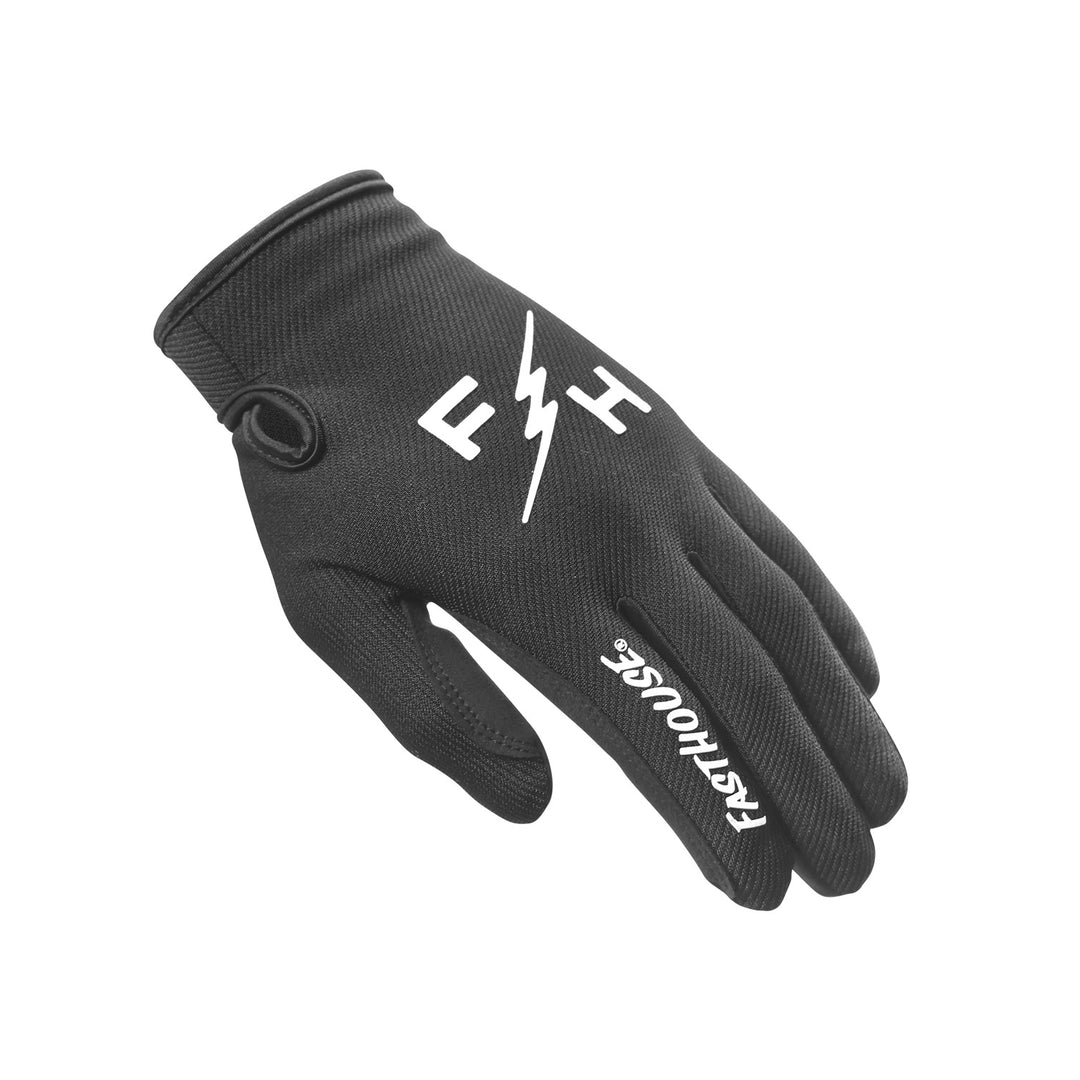 Fasthouse Youth Carbon Eternal Gloves Black - Back of Left Hand View
