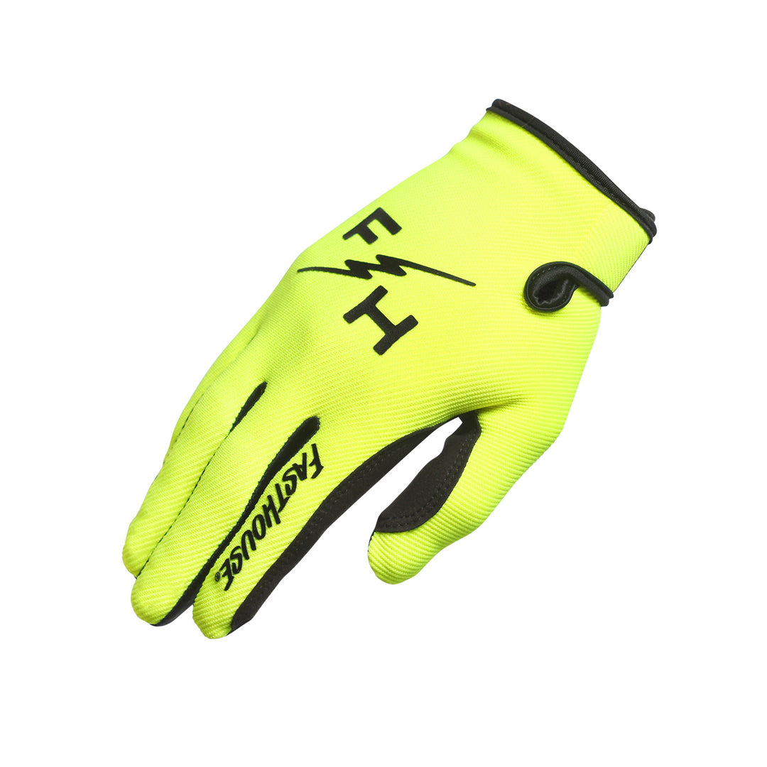 Fasthouse Youth Carbon Eternal Gloves High-Viz - Back of Right Hand View