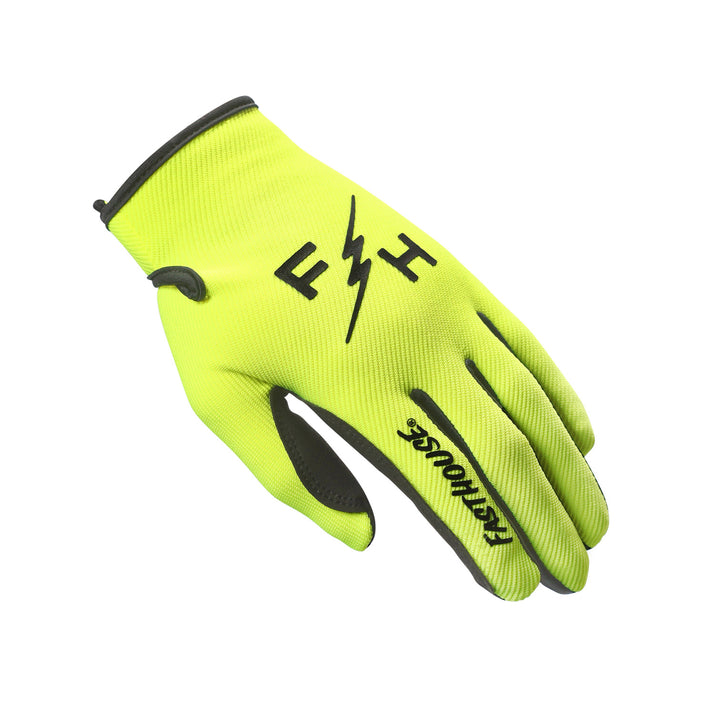 Fasthouse Youth Carbon Eternal Gloves High-Viz - Back of Left Hand View